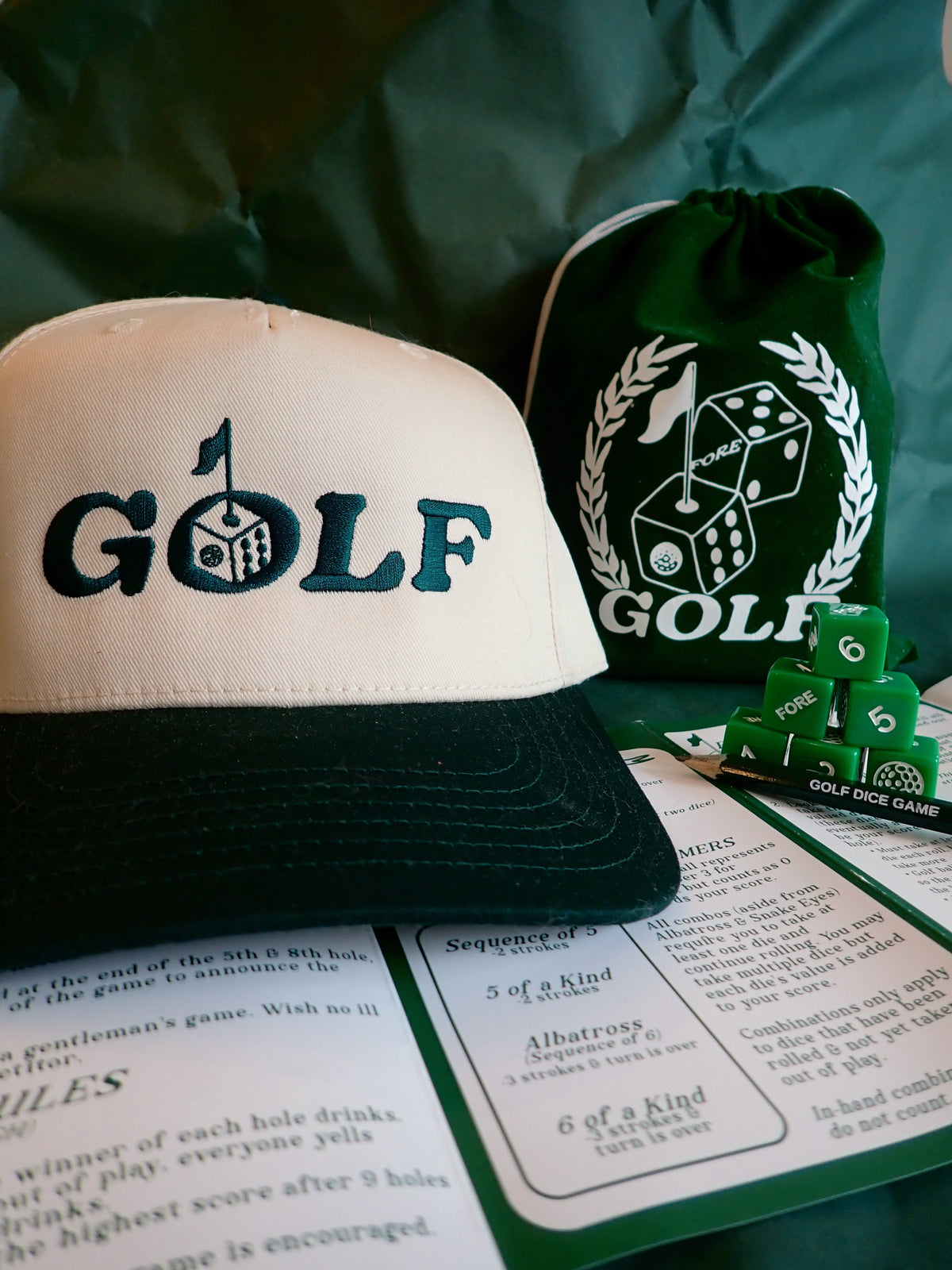 Golf Dice Game Set and Hat Bundle